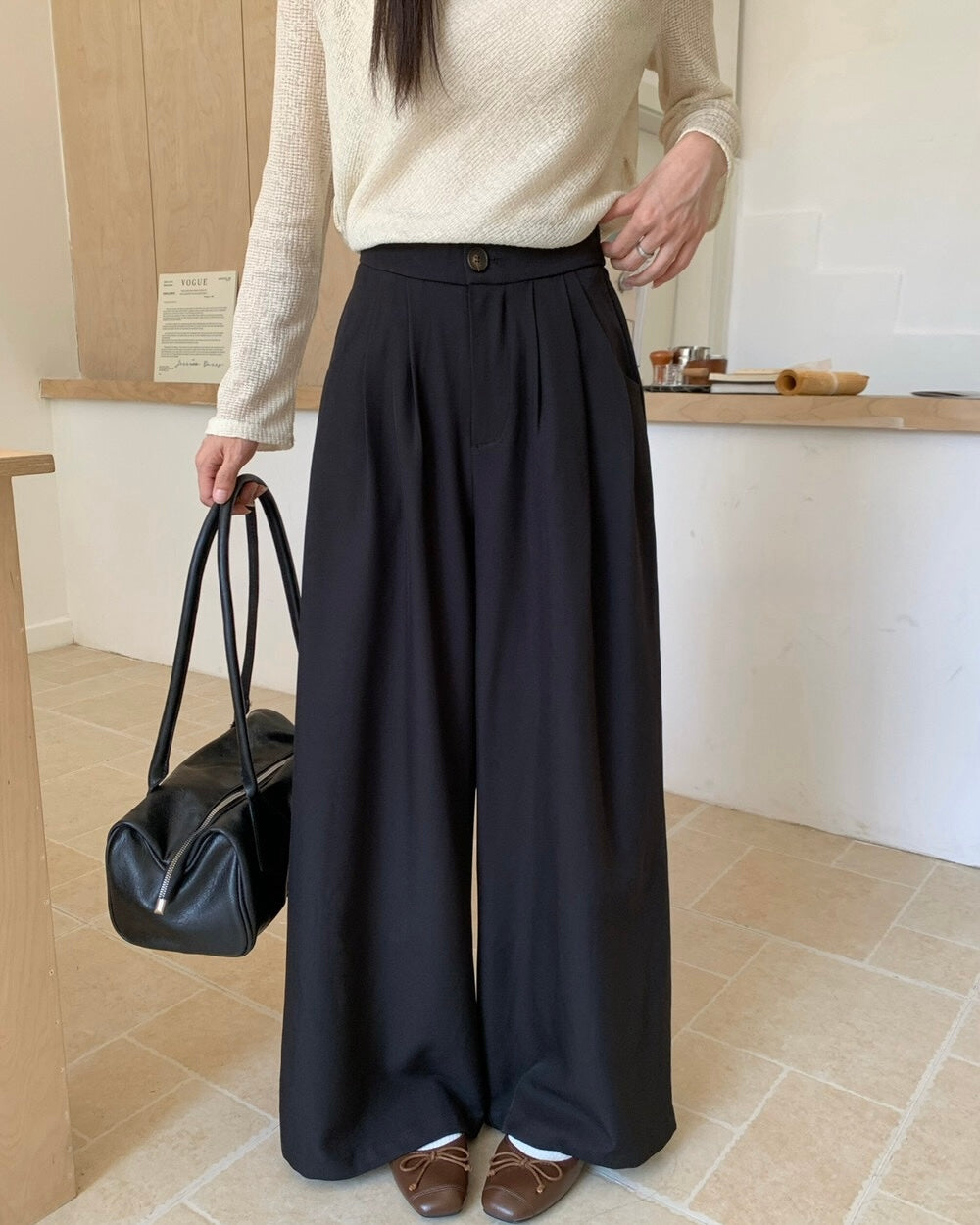 Pleated Wide-Leg Trousers
