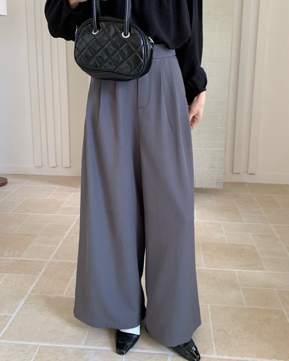 Pleated Wide-Leg Trousers