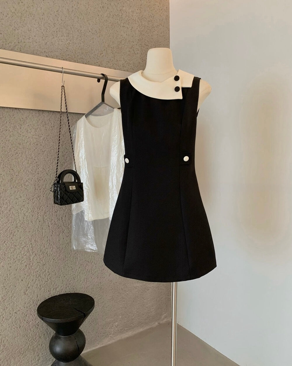 Contrast Collar Mini Dress