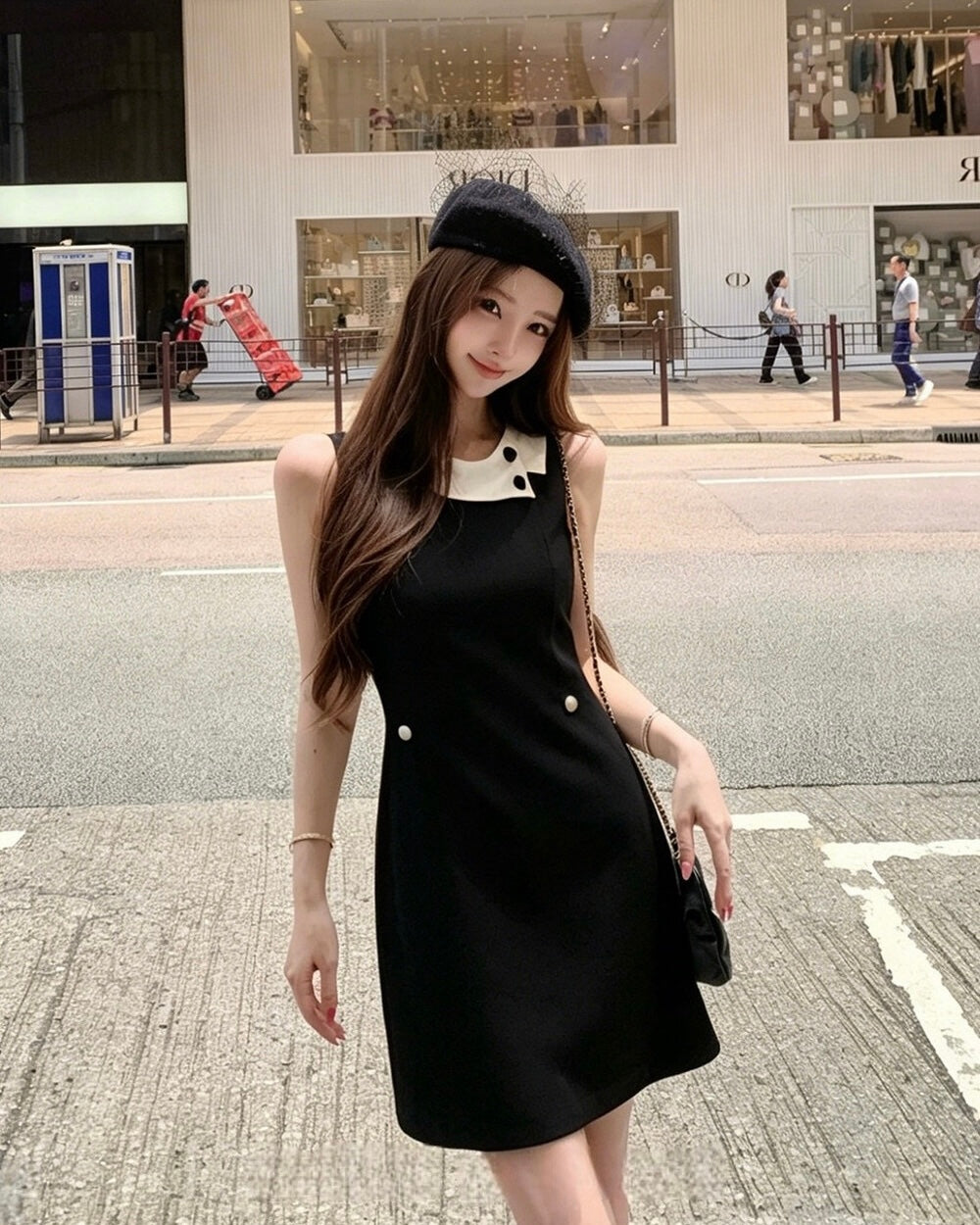 Contrast Collar Mini Dress