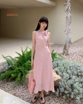 Elegant Tie-Neck Halter Maxi Dress