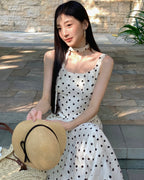 Polka Dot Sleeveless Maxi Dress