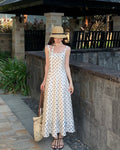 Polka Dot Sleeveless Maxi Dress