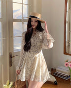 Floral Tie-Neck Mini Dress