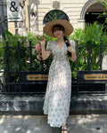 Floral V-Neck Puff Sleeve Maxi Dress