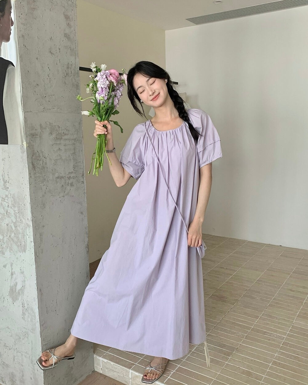 Relaxed Gathered Maxi Dress