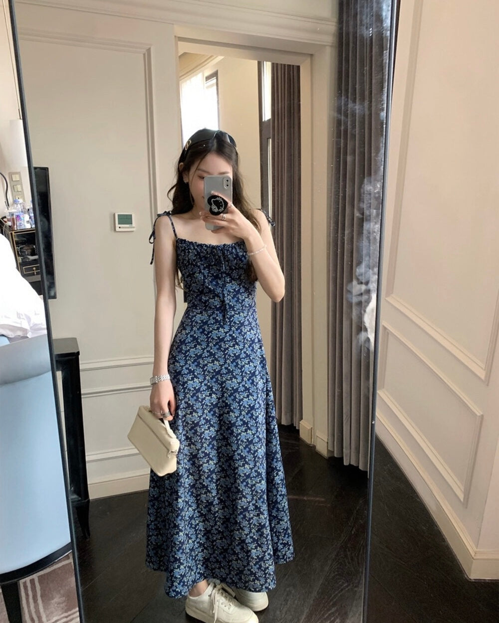 Floral Tie-Strap Maxi Dress