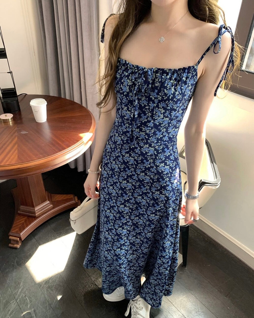 Floral Tie-Strap Maxi Dress
