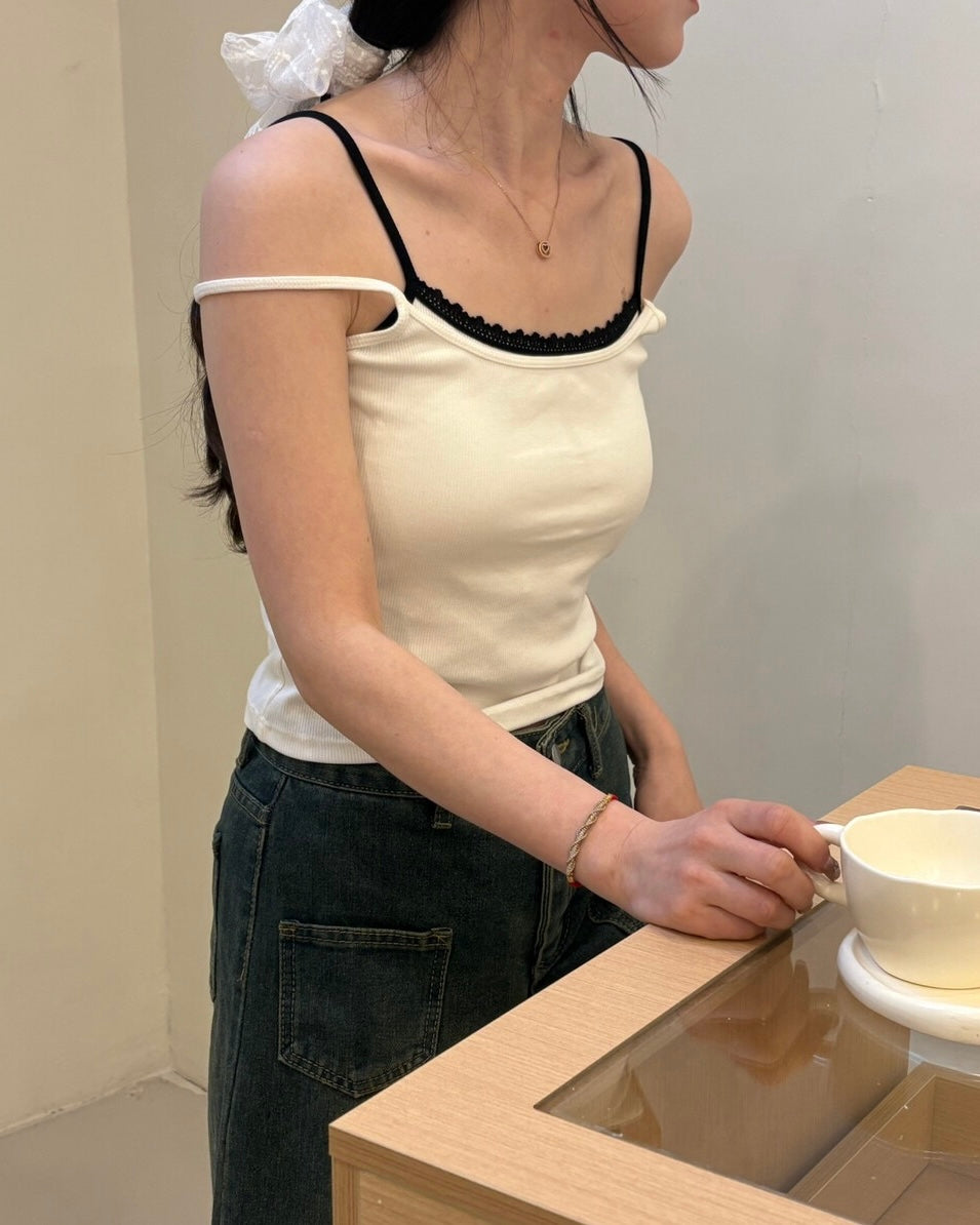 Contrast Layered Double-Strap Camisole