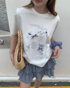 Graphic Print Bow Tee