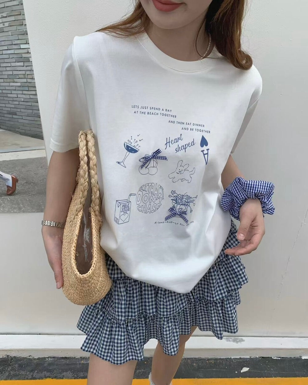 Graphic Print Bow Tee