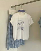Graphic Print Bow Tee