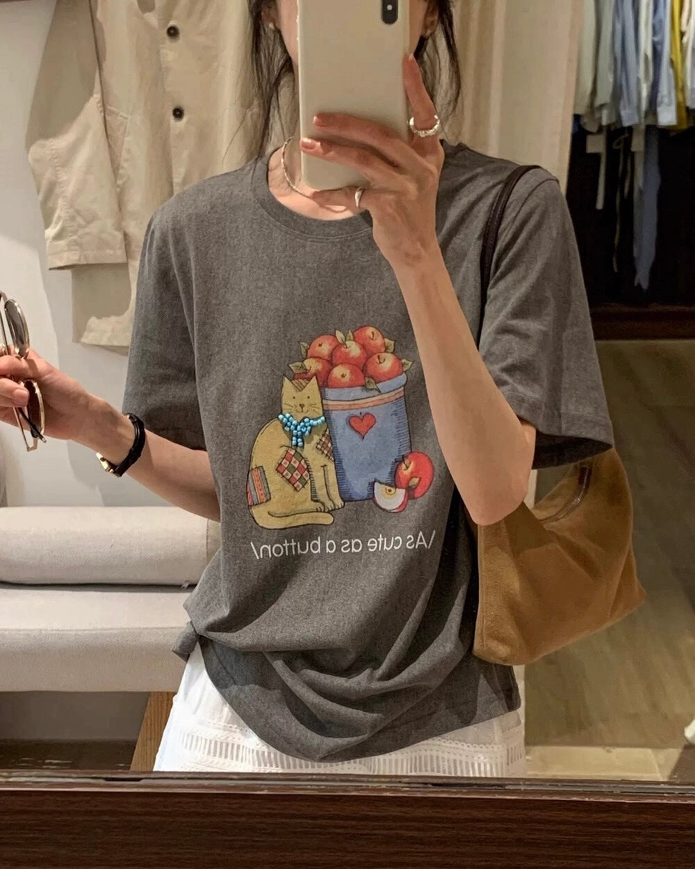 Cat & Apple Graphic Tee