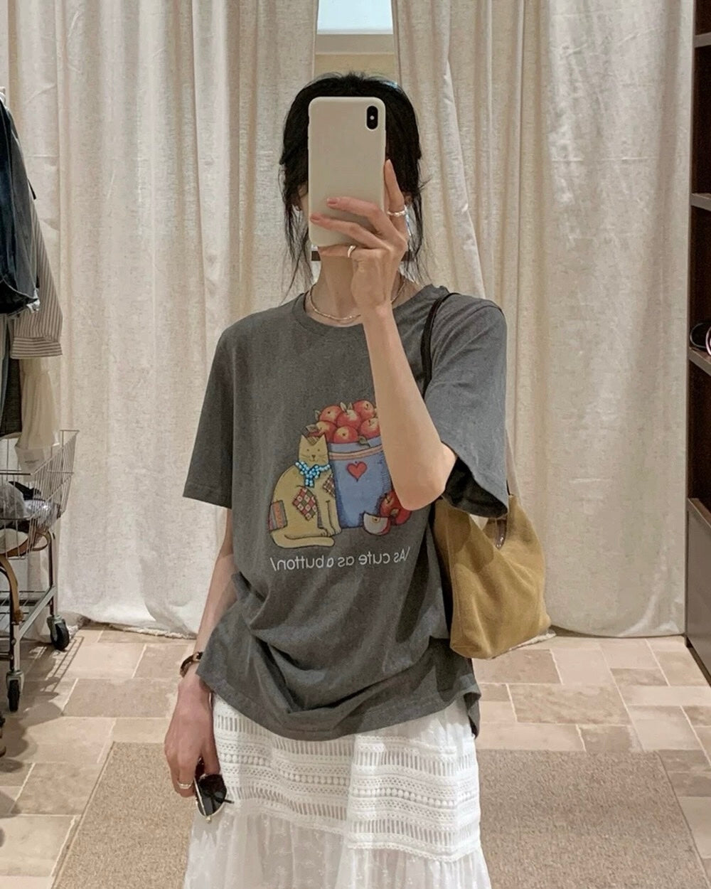 Cat & Apple Graphic Tee