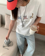 Colorful Line Cat Tee