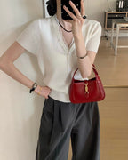 Lace Trim Ribbed Knit Top