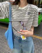 Embroidered Striped Tee