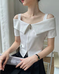 Zip-Up Cold Shoulder Top