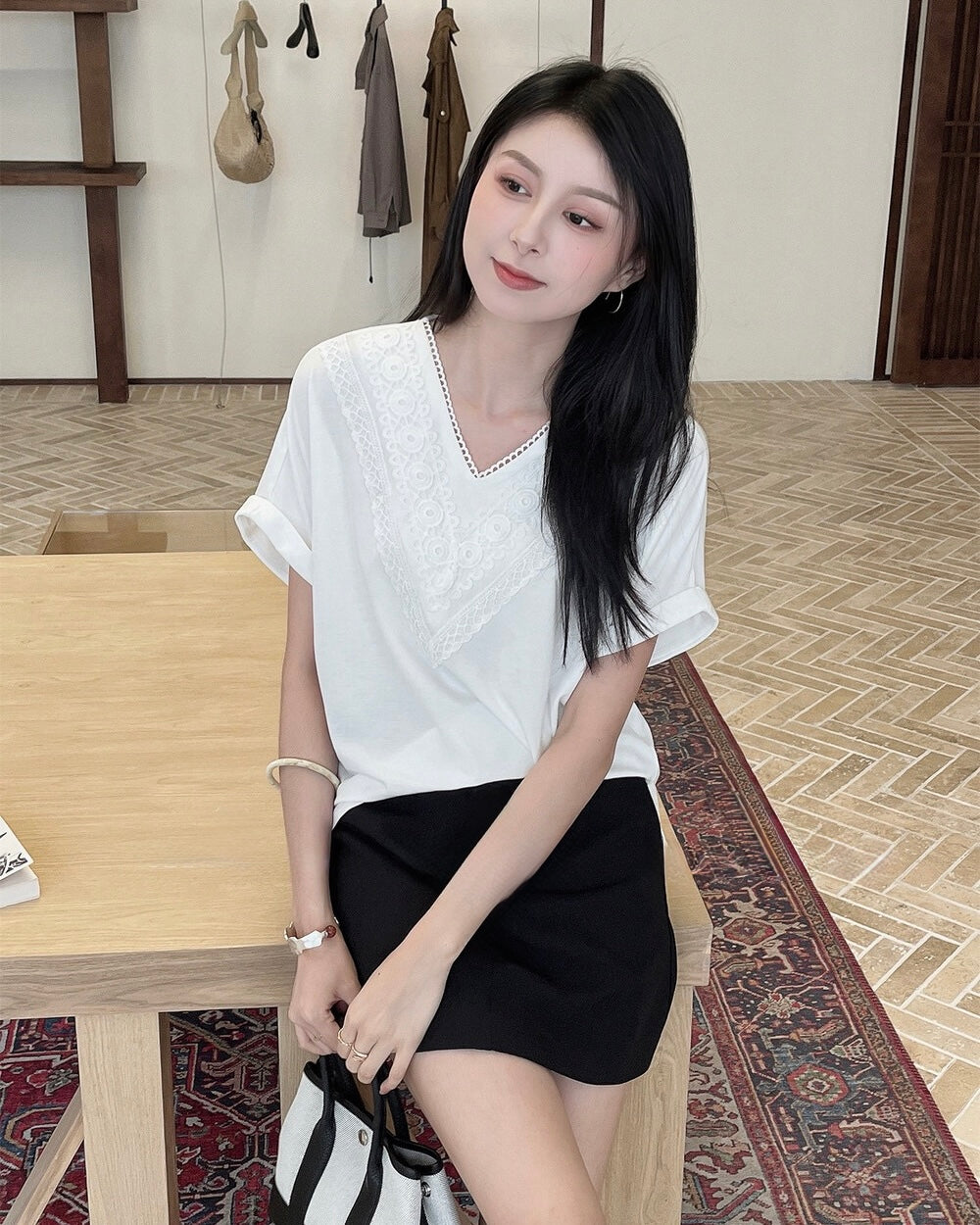 Lace V-Neck Tee
