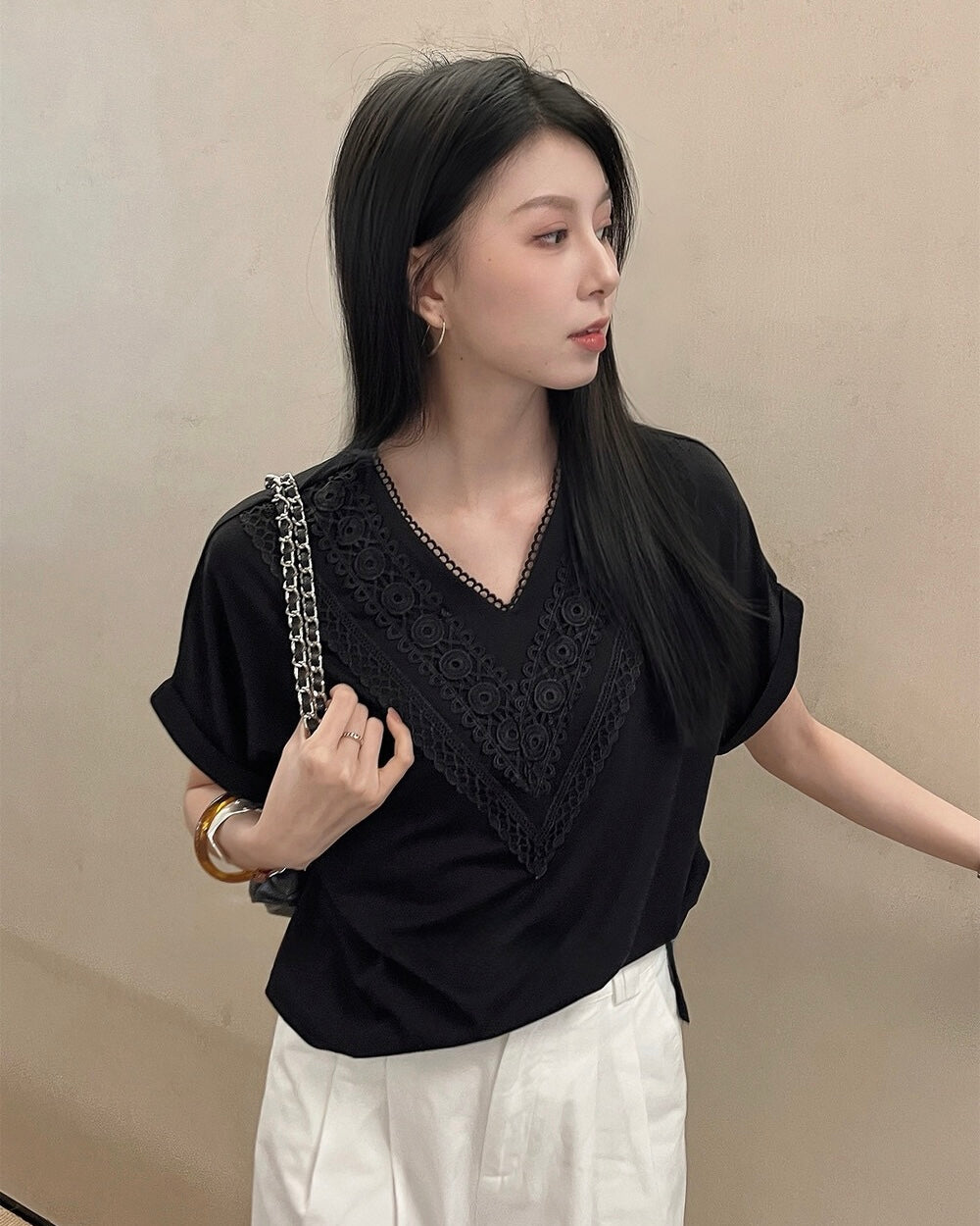 Lace V-Neck Tee