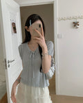 Lace-Up Cable Knit Top