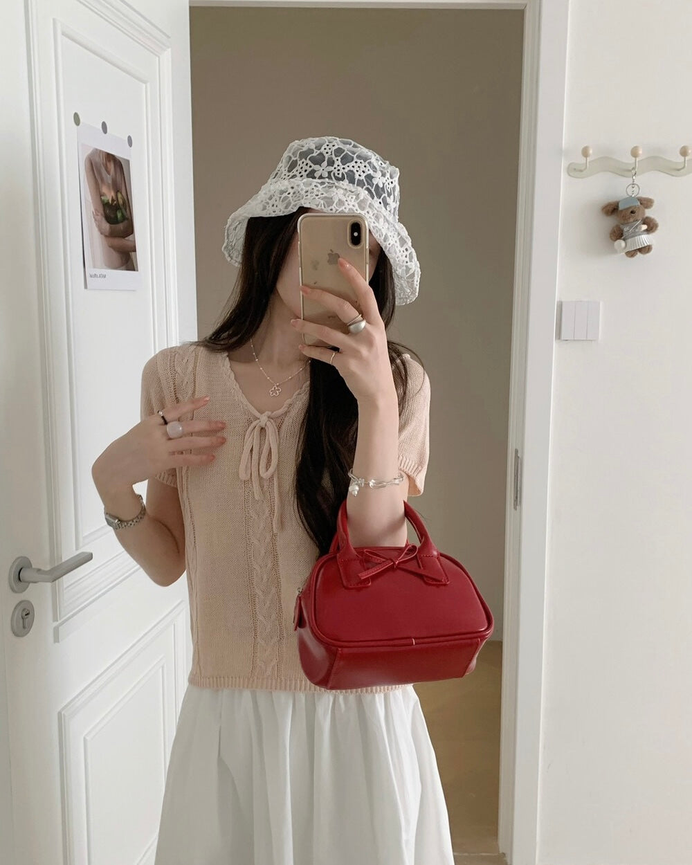 Lace-Up Cable Knit Top