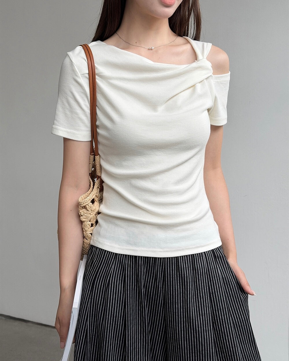 Draped Cold-Shoulder Tee