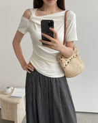Draped Cold-Shoulder Tee