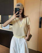 Contrast Layered Knit Tee