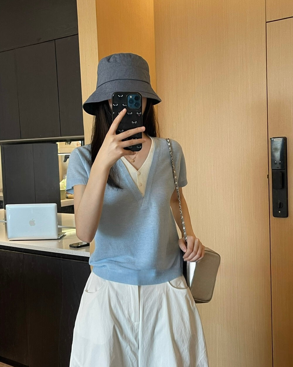 Contrast Layered Knit Tee