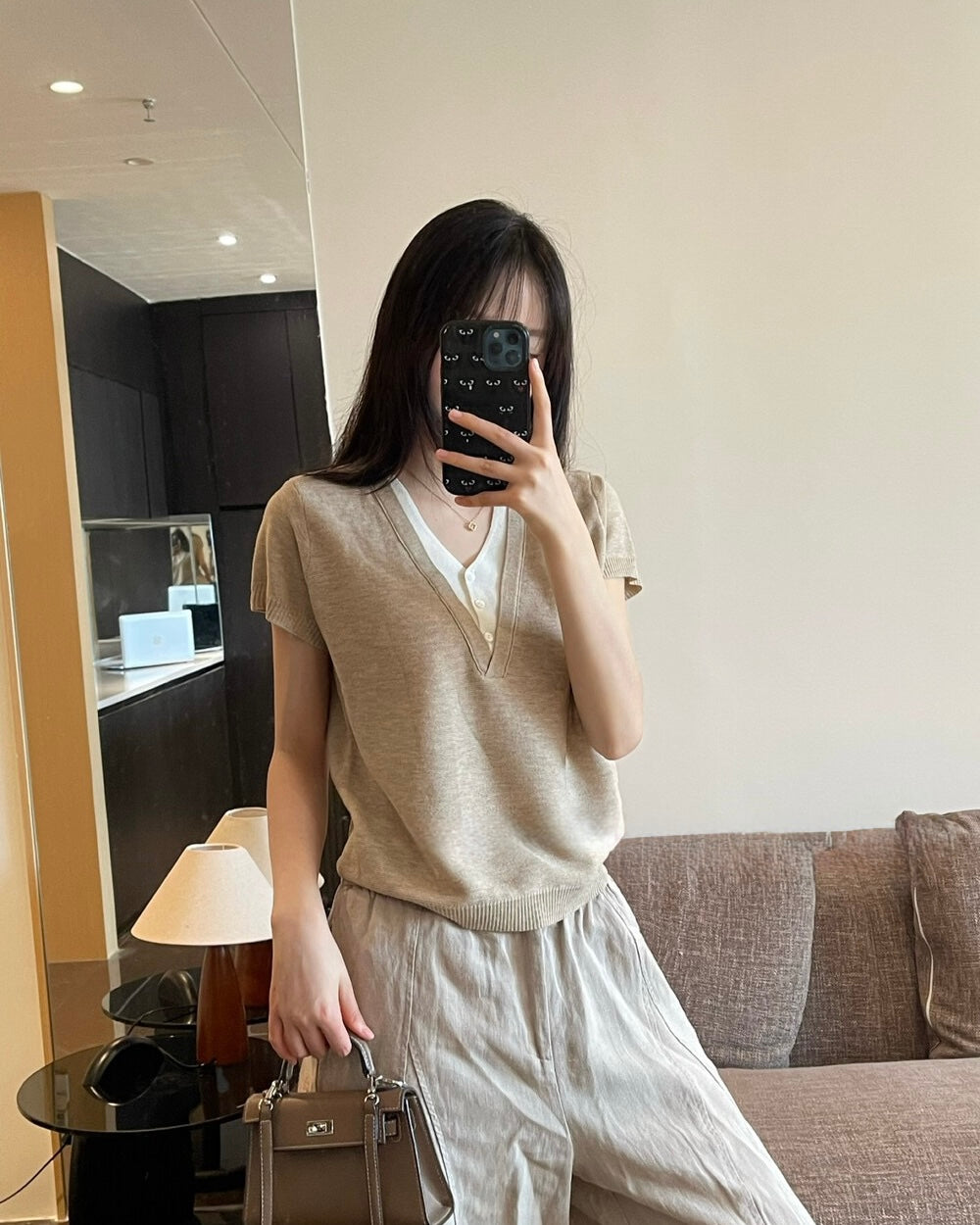 Contrast Layered Knit Tee