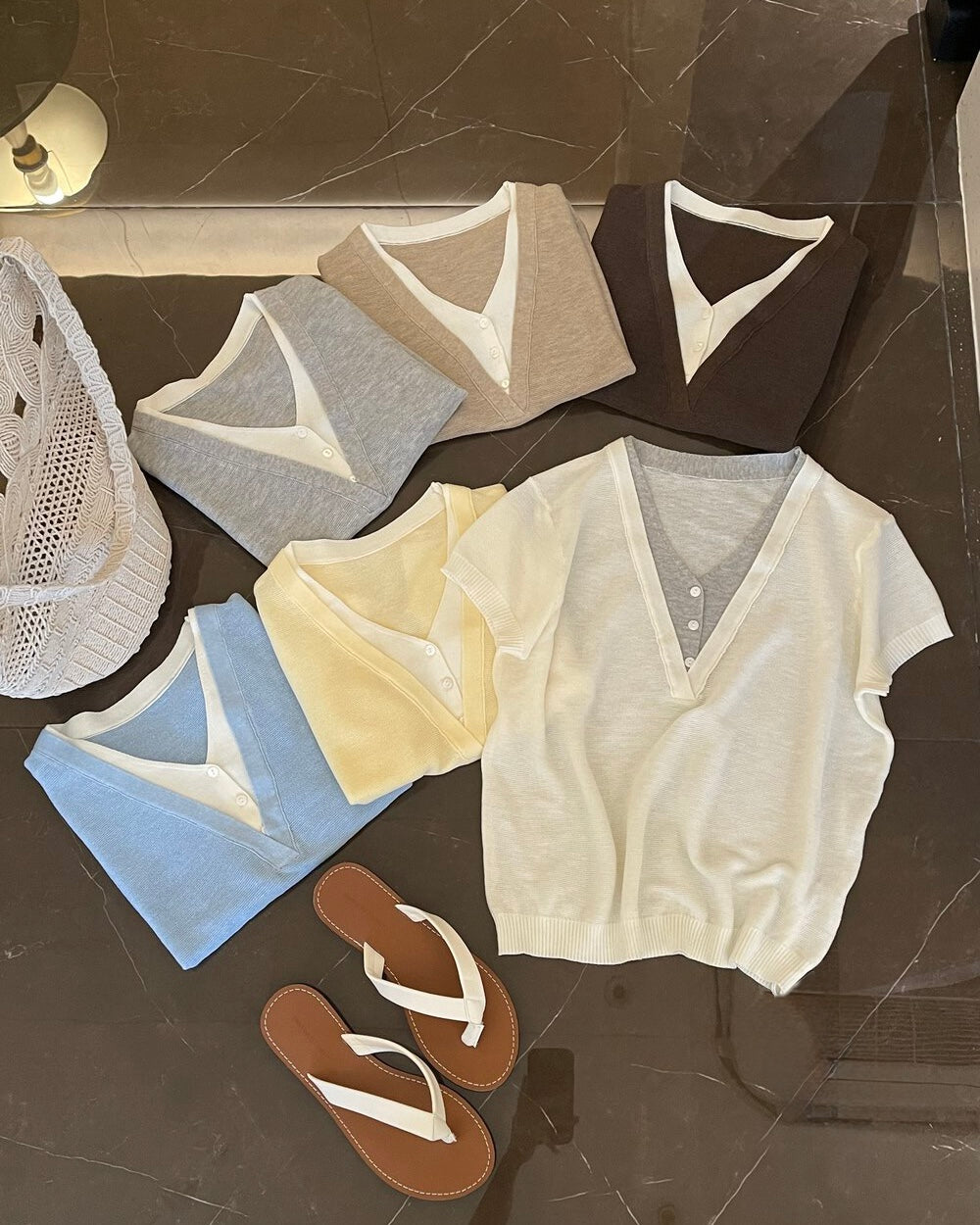 Contrast Layered Knit Tee
