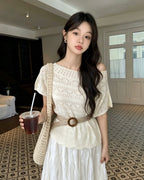 Open Knit Belted Top