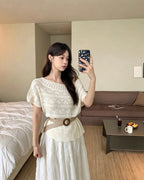 Open Knit Belted Top
