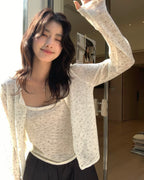 Printed Knit Cardigan and Camisole Set