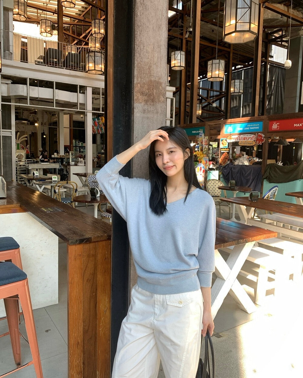 Relaxed V-Neck Knit Top