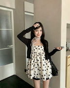Polka Dot Camisole and Cardigan Set