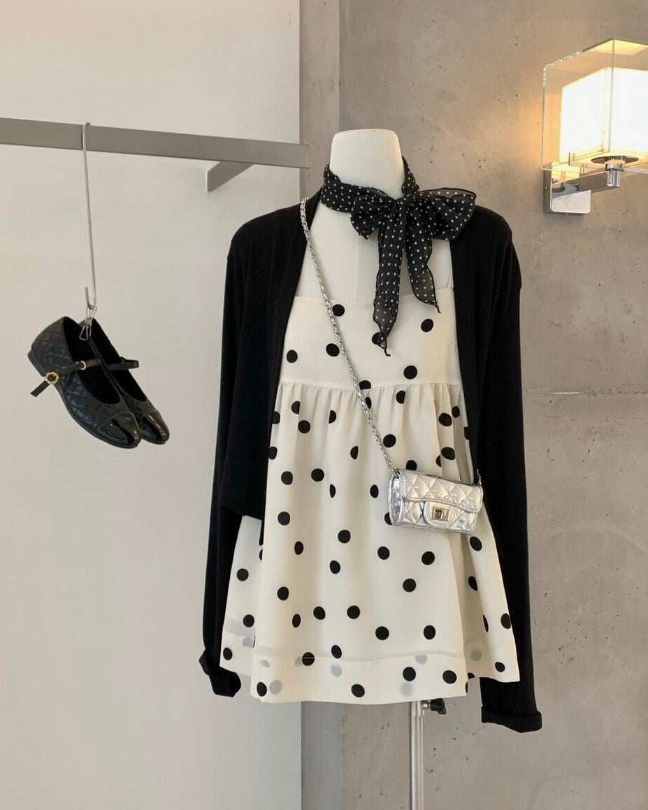 Polka Dot Camisole and Cardigan Set