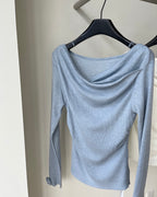 Asymmetrical Cowl-Neck Knit Top