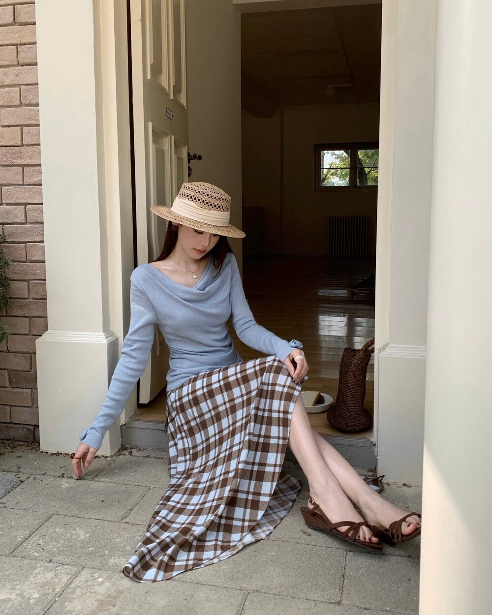 Asymmetrical Cowl-Neck Knit Top