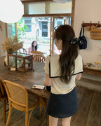 Sailor Collar Ribbed Knit Top