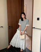 Ruffle-Trim Contrast Knit Top