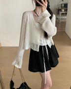 Lace-Hem Crochet Cardigan