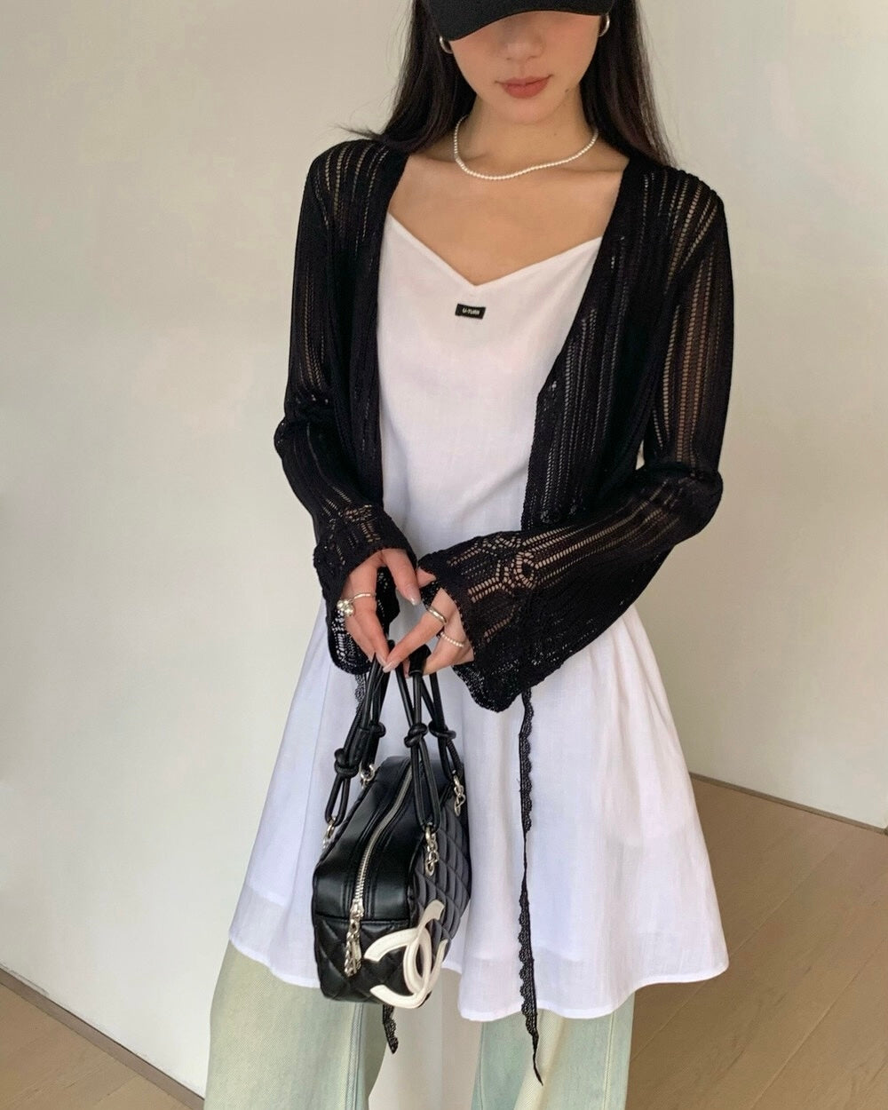 Lace-Hem Crochet Cardigan