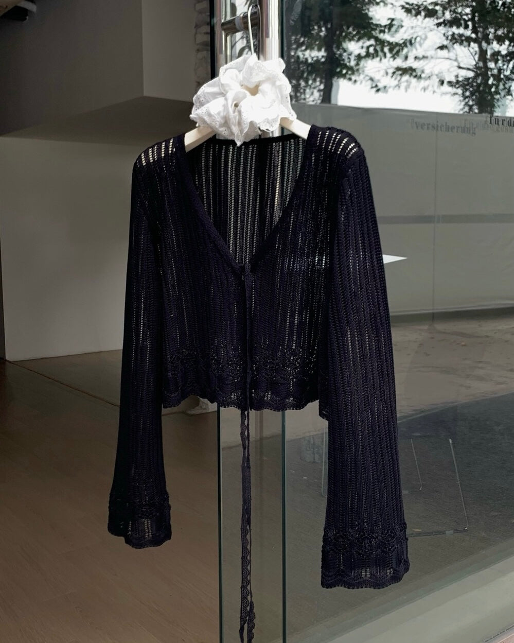 Lace-Hem Crochet Cardigan