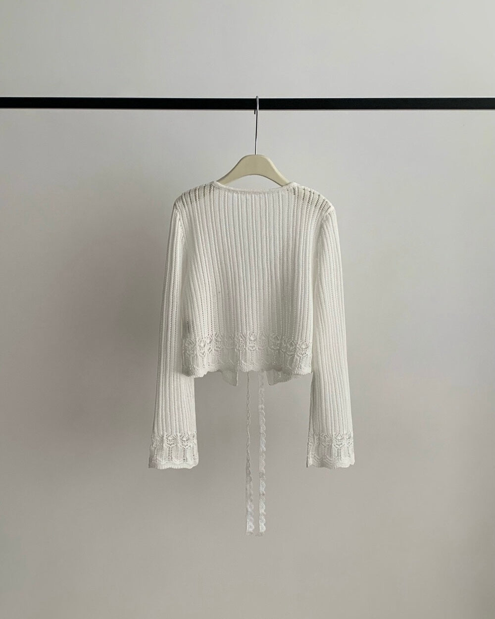Lace-Hem Crochet Cardigan