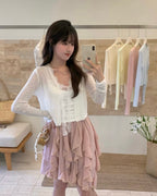 Lace-Panel Knit Cardigan