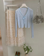 Lace-Panel Knit Cardigan