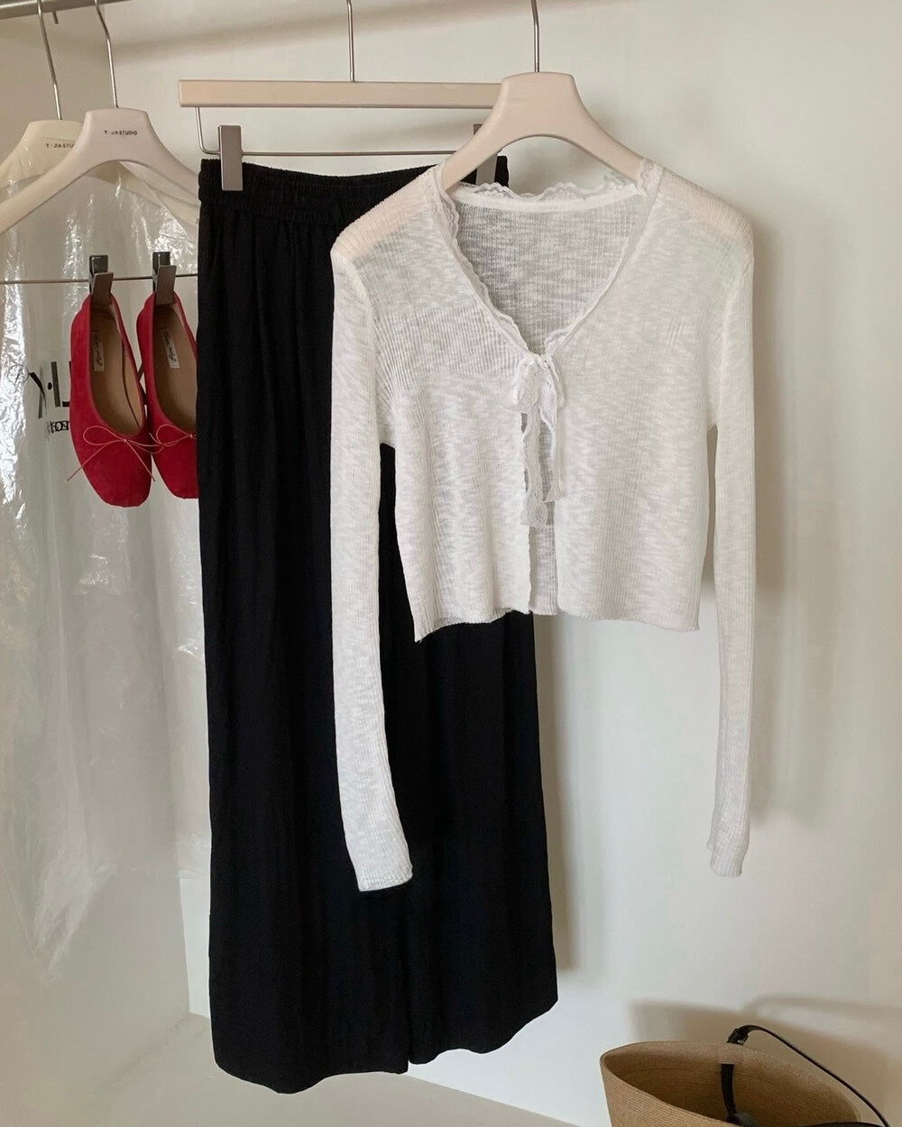 Lace-Panel Knit Cardigan