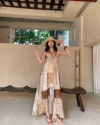 Patchwork Print Maxi Dress